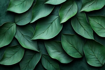 Fototapeta premium Lush Green Leaves on Dark Background