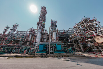 Oil​ refinery​ and​ plant and tower column of Petrochemistry industry Refinery plant...