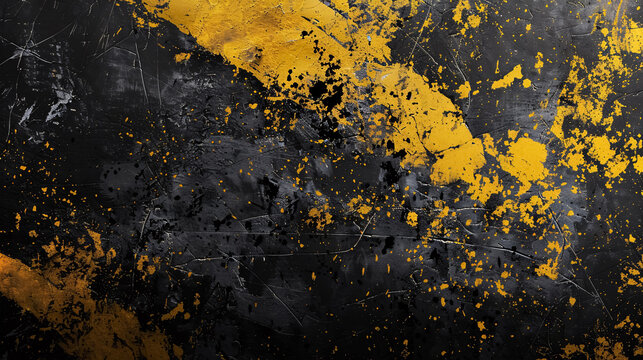 Fototapeta Black and yellow grunge abstract texture background banner