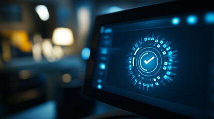 Close-up of a modern laptop screen showing a browser update notification with a progress bar and update details, minimalist workspace concept, technology and software update themes.