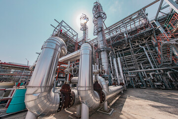 Oil​ refinery​ and​ plant and tower column of Petrochemistry industry Refinery plant equipment for pump pipeline oil and gas valves