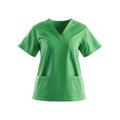 Green Medical Scrub Top Mockup - Front View