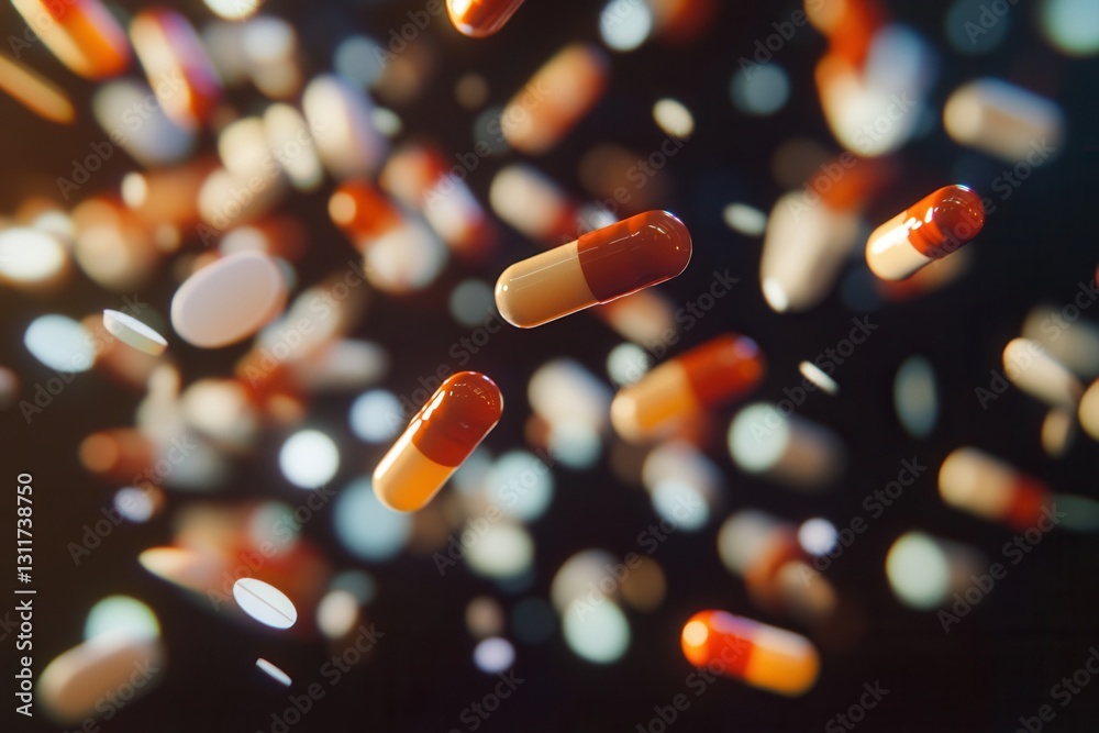 Leinwandbilder floating capsules in zero gravity create a mesmerizing abstract display of pharmaceutical innovation