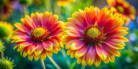 Fototapeta premium Vibrant Yellow Gaillardia Flowers Blooming in Summer Garden