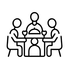 family dinner icon, family dinner line art - simple line art of family dinner, perfect for family dinner logos and icons
