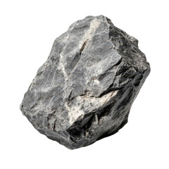 Obraz premium a rough. dark gray rock with lighter streaks. showcasing a natural. unrefined texture the rock appears to be a mineral specimen. possibly used for educational purposes. geological studies. or decorati