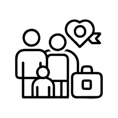 family vacation icon, family vacation line art - simple line art of family vacation, perfect for family vacation logos and icons