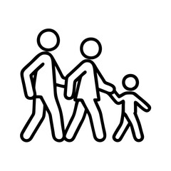 Obraz premium family walking icon, family walking line art - simple line art of family walking, perfect for family walking logos and icons