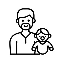 Naklejka premium father and baby icon, father and baby line art - simple line art of father and baby, perfect for father and baby logos and icons