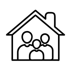 house with family icon, house with family line art - simple line art of house with family, perfect for house with family logos and icons