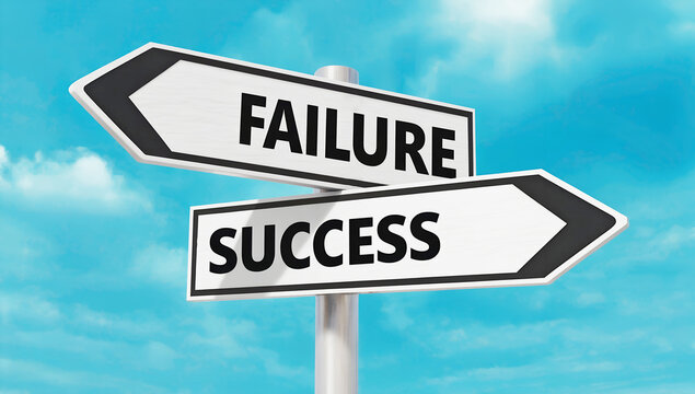 Success or Failure? Directional Road Signs Representing Decision-Making & Motivation &ndash; Business, Career, and Life Choices Concept