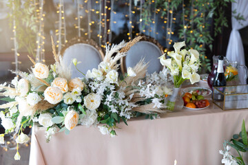 beautiful wedding decor at the banquet	