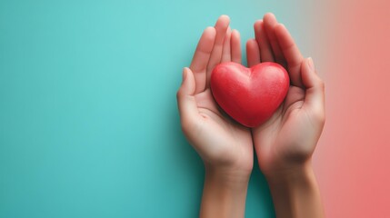 Fototapeta premium Mental Health Advocacy Hands holding a heart shaped object.