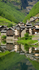 Fototapeta premium Village at Mountain's Foot