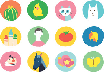 いろいろなアイコン 植物 動物 人 雑貨