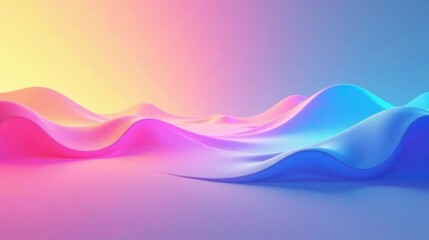 Abstract Colorful Wavy Landscape A Serene Digital Rendering of Smooth, Pastel-Toned Hills Under a Soft Gradient Sky
