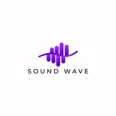 ILLUSTRATION ABSTRACT AUDIO SOUND WAVE GRADIENT PURPLE COLOR ICON LOGO DESIGN VECTOR