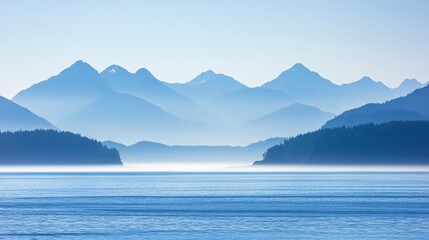 Picturesque Hood Canal Sea with Mountains