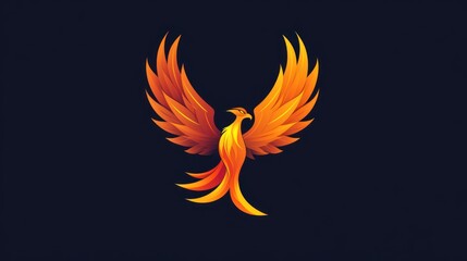 Obraz premium Fiery Phoenix in Flight, Symbol of Rebirth, Ideal for Background Design, Branding, or Inspiration