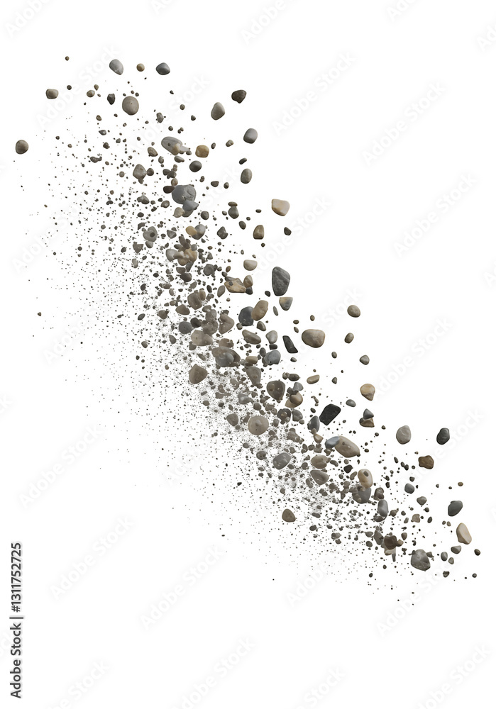 Wall mural high-resolution image of exploding rocks isolated on white or transparent png background