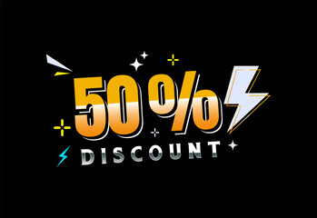 50 percent discount banner, Sale offer sign. Special offer symbol. Discount promotion