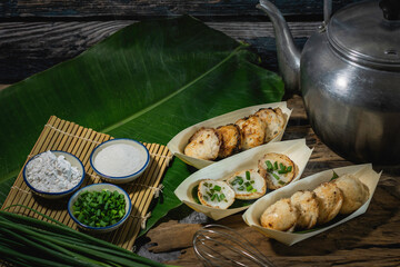 Khanom Krok is an ancient Thai dessert made from flour, sugar and coconut milk