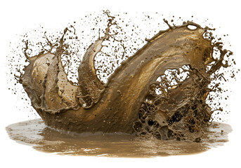 Powerful Mud Splashing Action isolated on white or transparent png background
