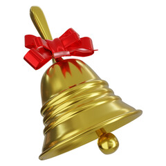 3D Rendered Christmas Bell with Detailed Realistic Effects High Quality Transparent PNG