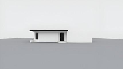 Minimalist House: A simple yet striking image of a modern, white house with black accents, situated against a stark, muted background. The image evokes feelings of tranquility and serenity.