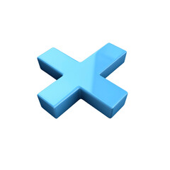 Fototapeta premium 3D Render of a Shiny Light Blue Cross Symbol
