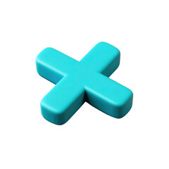 Obraz premium 3D Render of a Turquoise Cross Symbol, Plus Sign, X Mark