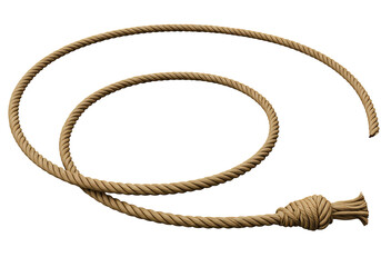 Fototapeta premium Close-up of a coiled, light brown rope with a knot. isolated on white or transparent png background