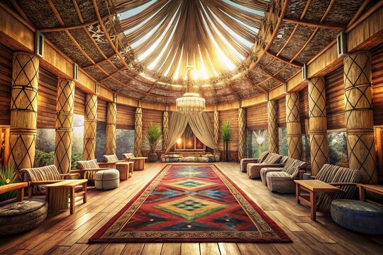 Vintage Eco-Friendly Prayer Hall: Nature-Inspired Textures