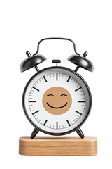 Naklejka premium A cheerful alarm clock with a smiling face illustration.