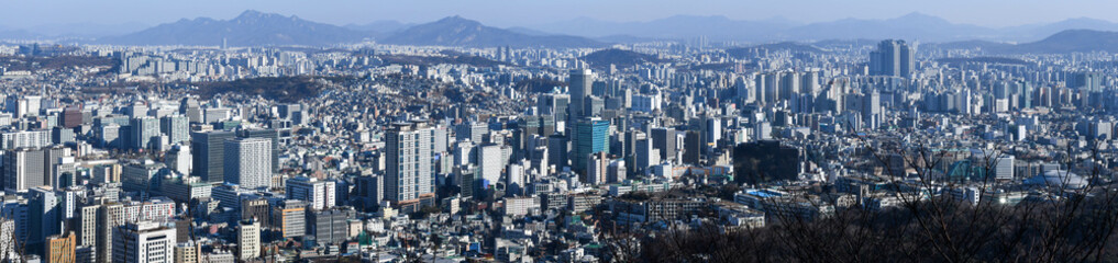 Obraz premium Skyline of Seoul from Namsea Seoul tower on South Korea