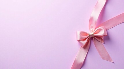 Elegant Pink Satin Ribbon Bow on Pale Background, Perfect for Festive Occasions or Decorative Designs