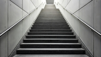 Modern Grey Stone Staircase Architecture Design Interior Building Steps Upward Progress Success Abstract Minimalist Elegant Simple Clean Lines        