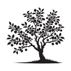 Obraz premium Crabapple Tree Silhouette - Tree Design - Crabapple tree Vector - Illustration of Crabapple Tree.