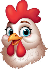 Beautiful white chicken with blue eyes