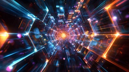 Obraz premium Abstract Digital Tunnel Of Light And Color