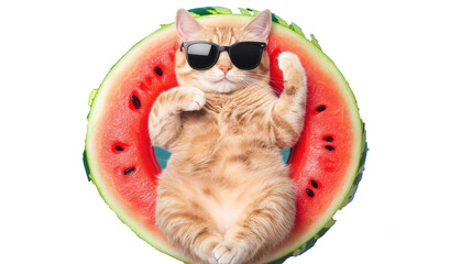 A beautiful and the colorful funny cat on the png background 