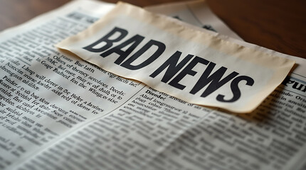 Person Holding Newspaper Titled "BAD NEWS" with Dramatic Headline in Hands  
