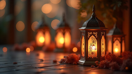 Elegant Lanterns Displaying Warm Festive Glow