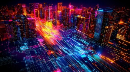 Obraz premium Futuristic Cityscape - Digital Architecture
