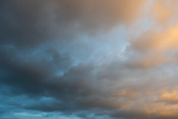 Beautiful clouds on the sky at sunset time.