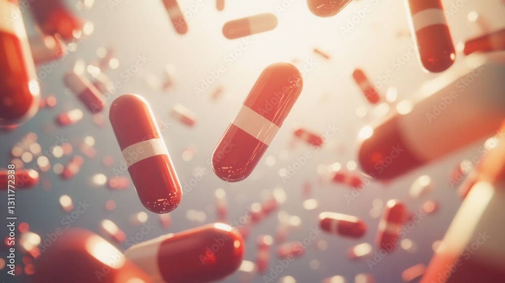 Poster suspended capsules float gracefully in zero gravity with soft shadows and cinematic lighting showcas