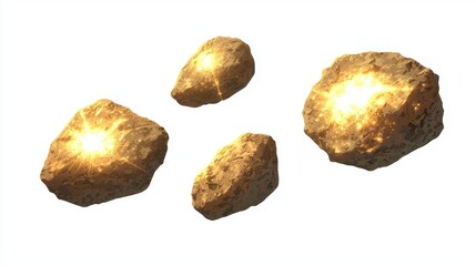 Glowing Stones Isolated on White