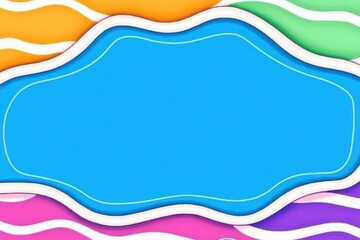 Abstract blob frame in front of colorful wavy layers, providing space for text or image placement