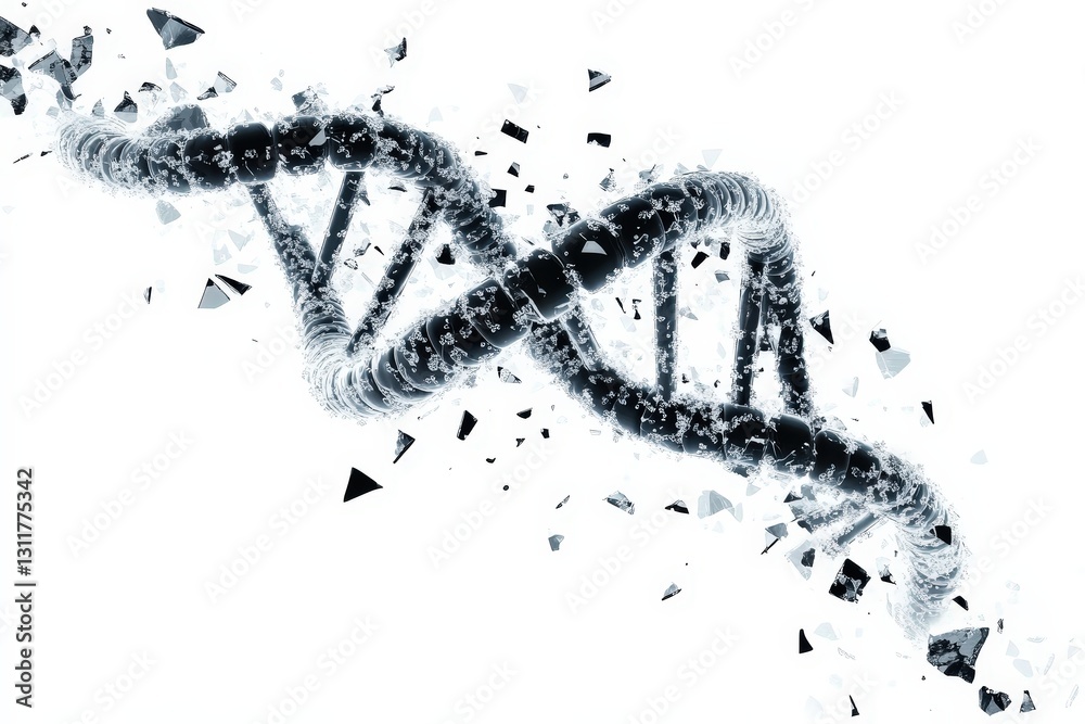 Wall mural a stylized representation of a disintegrating dna helix structure