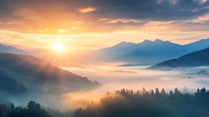 Majestic Sunrise in Mountains: Nature's Beauty